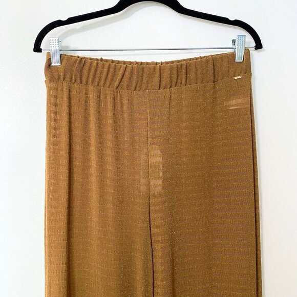 NWT EVERYDAY SUNDAY SHIMMERY GOLD SHEER STRIPED WIDE LEG COVER UP TROUSERS PANT - Picture 5 of 11